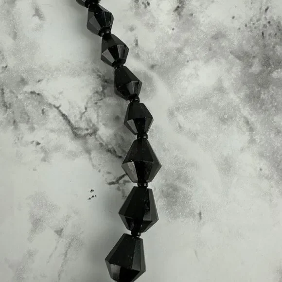 Vintage Victorian 1920's Faceted Glass Morning Beads Beaded Necklace Black